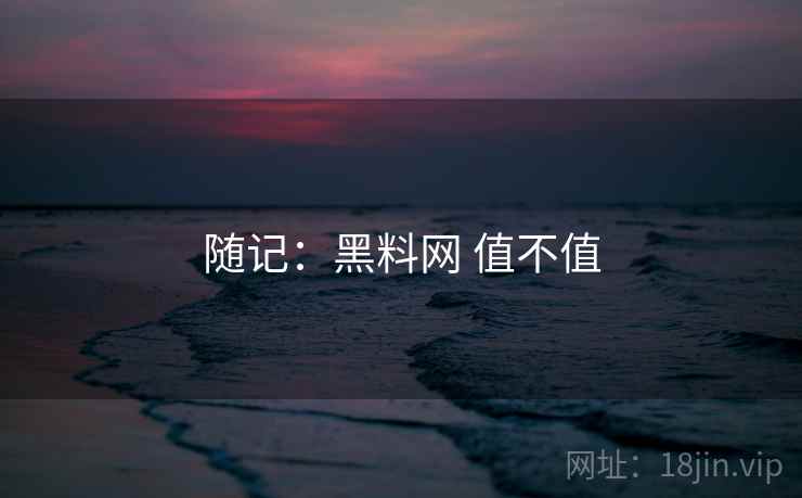 随记：黑料网 值不值
