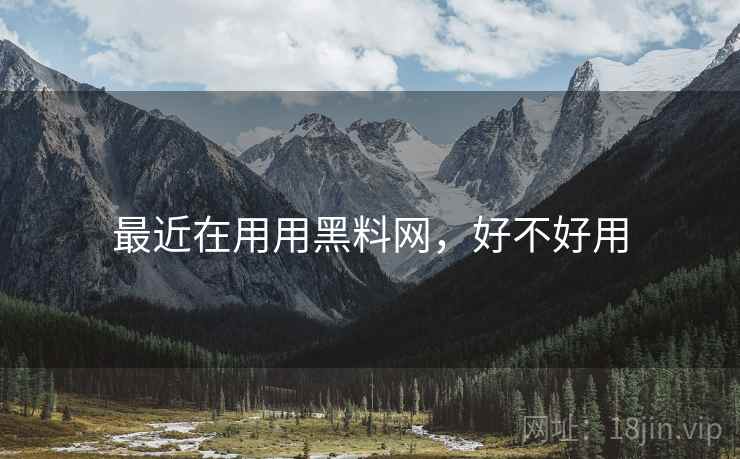 最近在用用黑料网，好不好用
